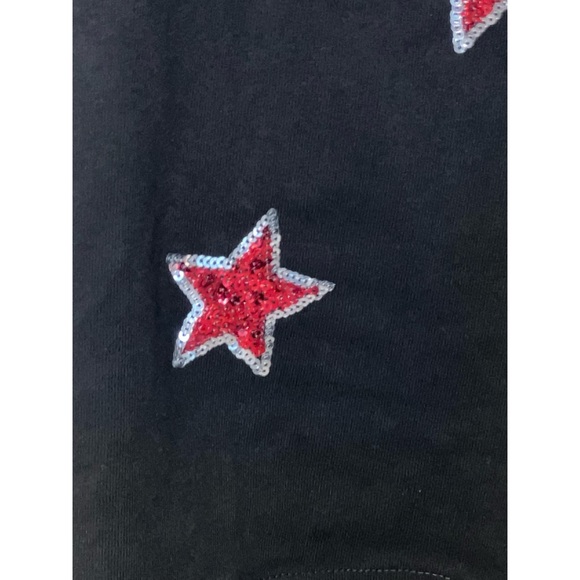 PEACH LOVE CALIFORNIA Sequin star black tunic tee S M L - Picture 4 of 8